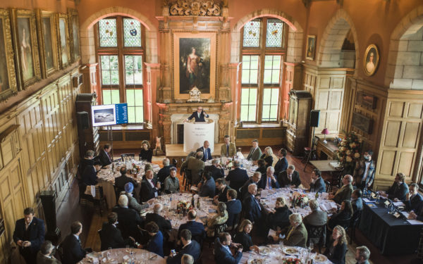 Jamie Ritchie fielding bids during The Distillers One of One auction Barnbougle Castle 3 Dec 2021