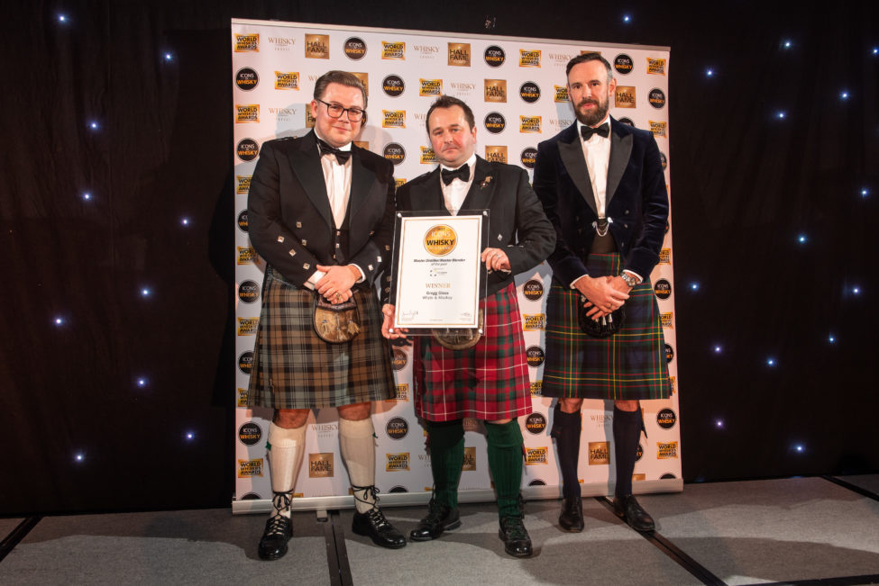 Lto R Chrisopher Coates Gregg Glass Michael McLaren, Whisky Magazine’s Icons of Whisky and World Whiskies Awards 2023 Scotland.