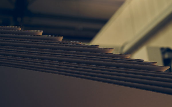 Close up of corrugated cardboard packaging in McLaren factory